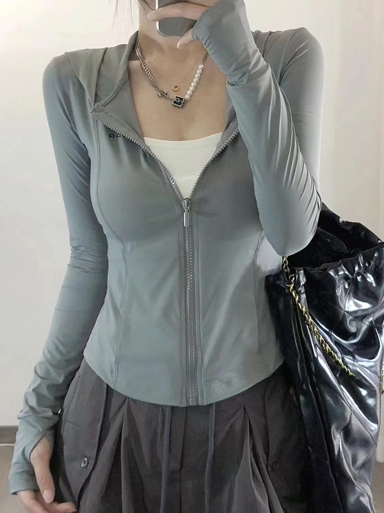 Gray Green Ice Silk Hooded UV  - Summer Uv Clothing ulasan dan harga
