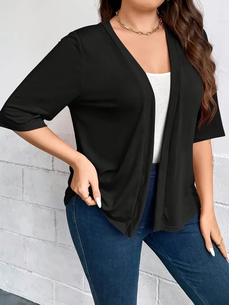 Plus Size Solid Color Drape Op - Summer Clothing For Older Women ulasan dan harga
