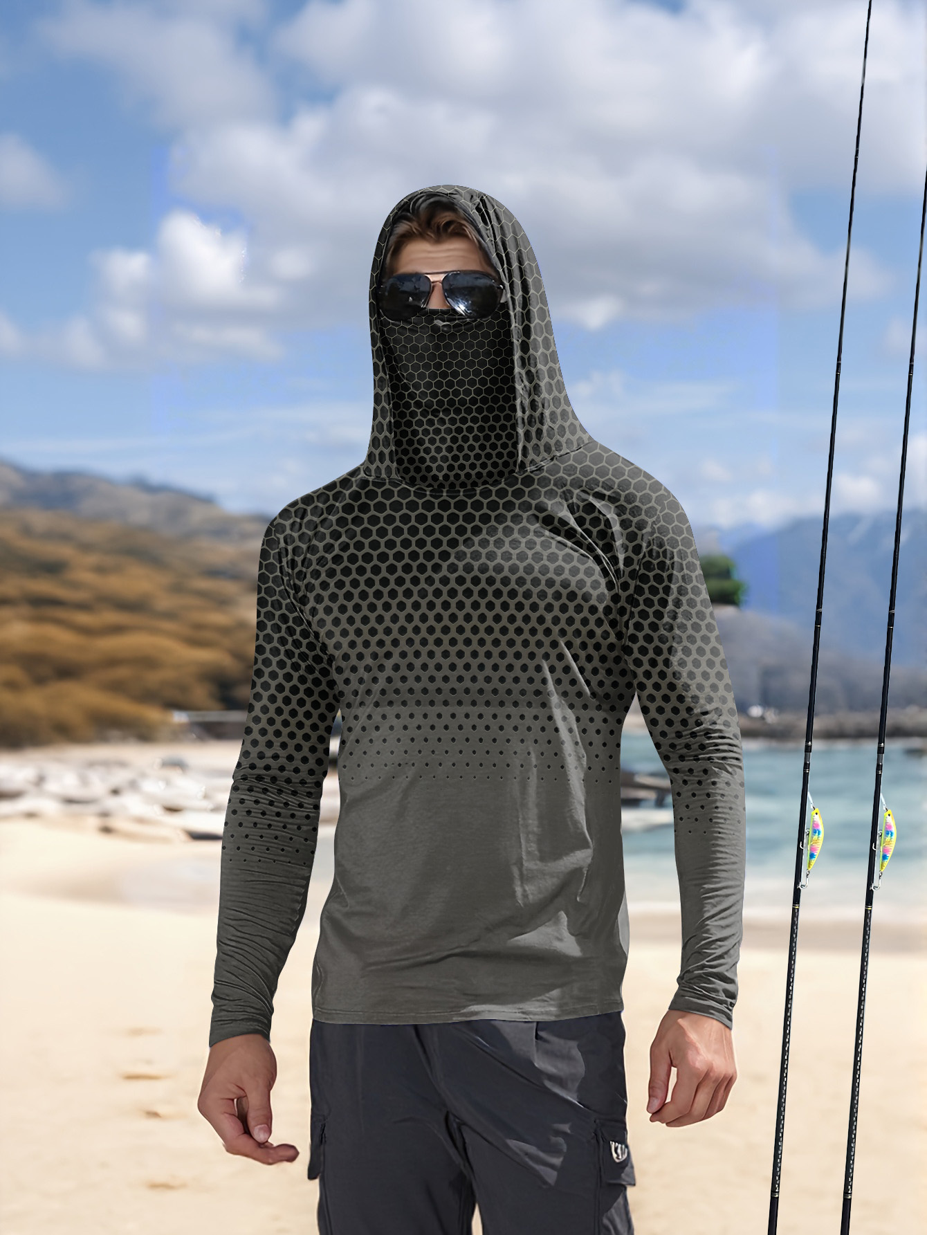 Men Hood Fishing Shirt long sl - Summer Clothing Usa ulasan dan harga