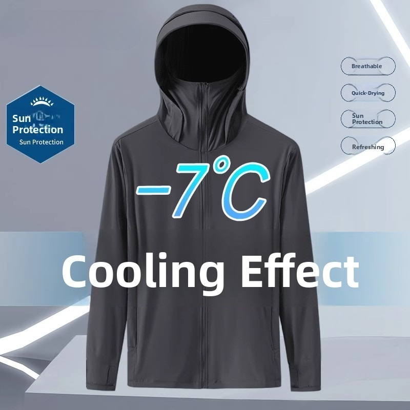 Summer Ice Silk Thin Hooded UV - Summer Uv Clothing ulasan dan harga