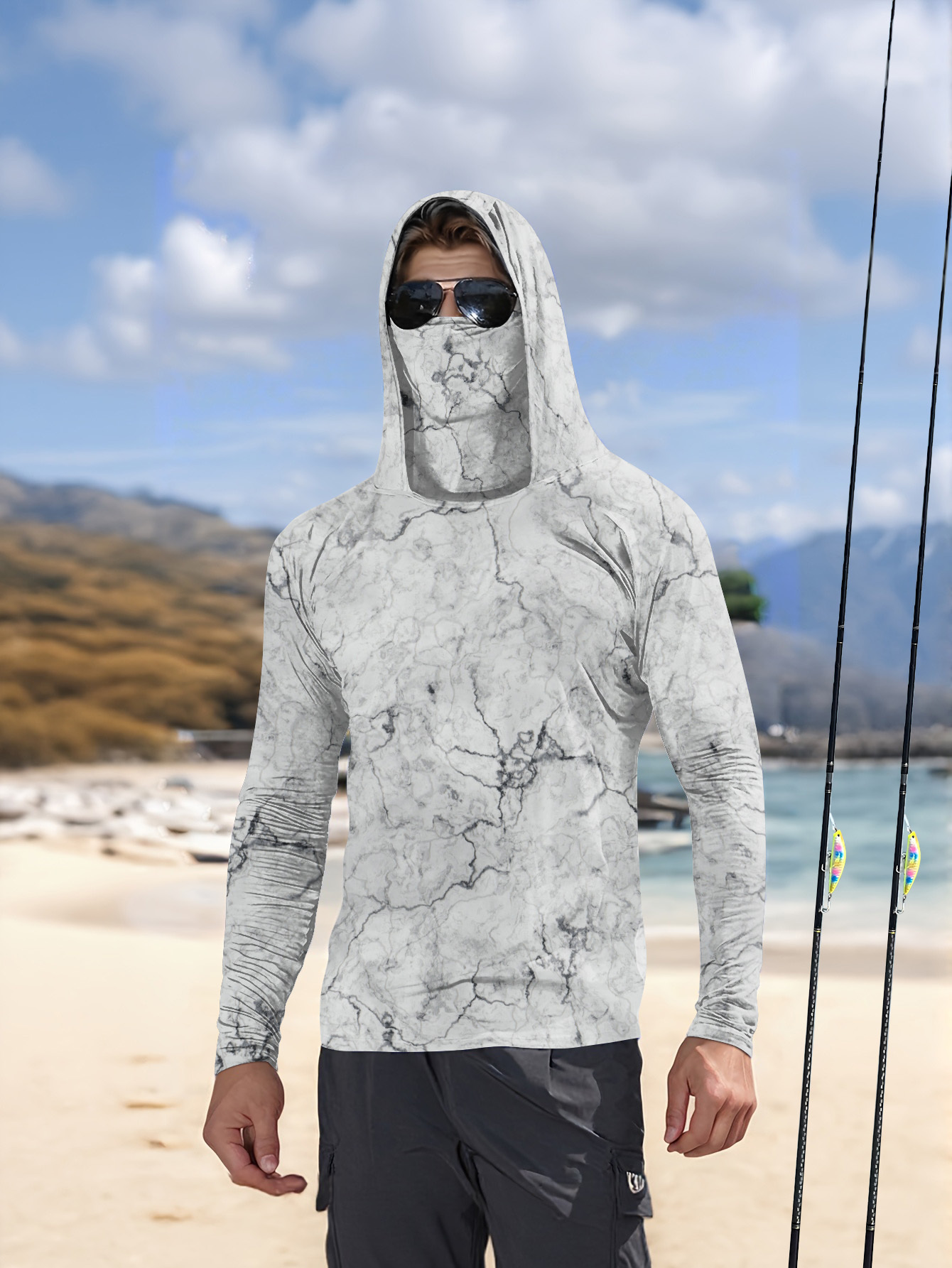 Men Hood Fishing Shirt long sl - Summer Uv Clothing ulasan dan harga