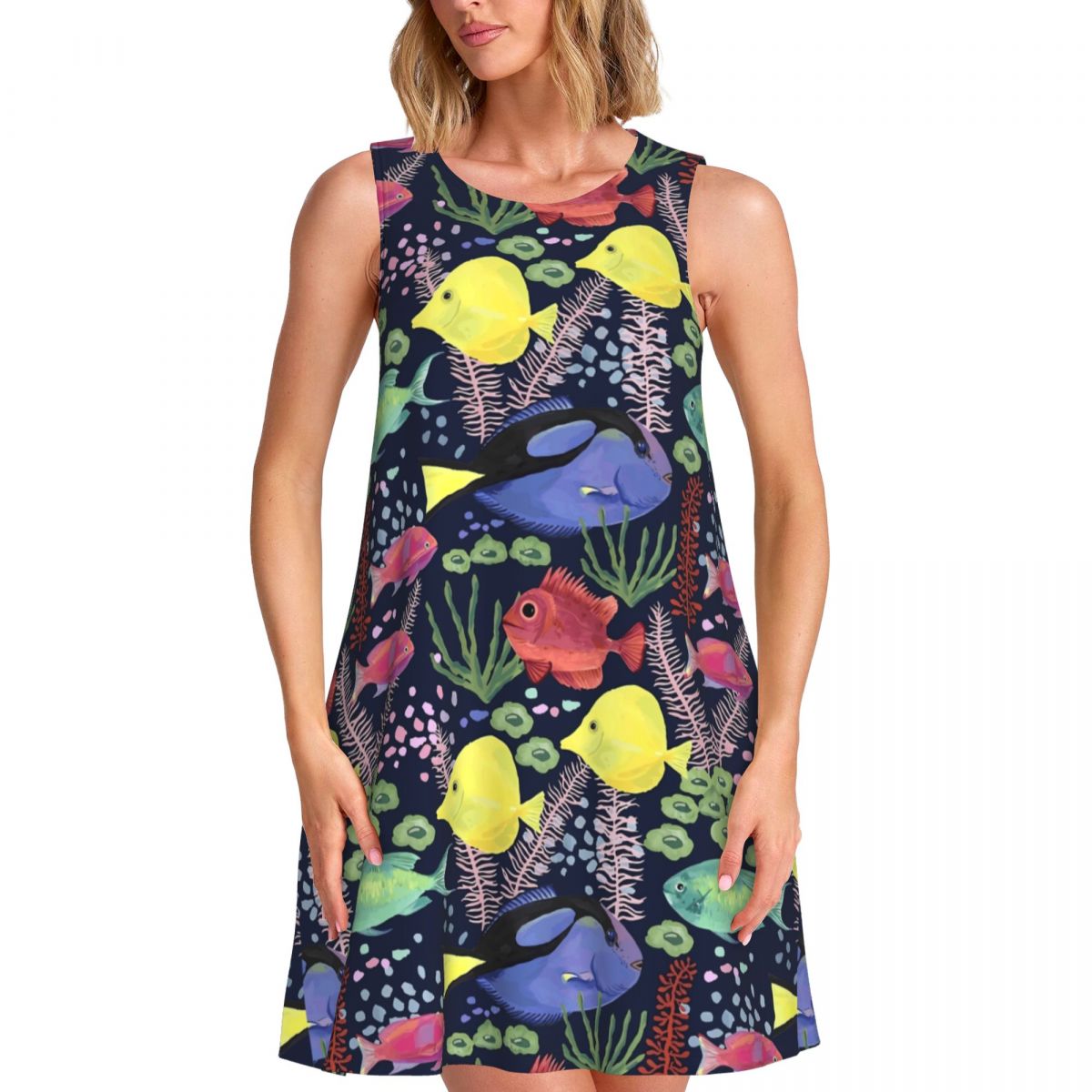 Sea Fish Tank Dress Colorful O - Summer Clothing Ideas For Women ulasan dan harga